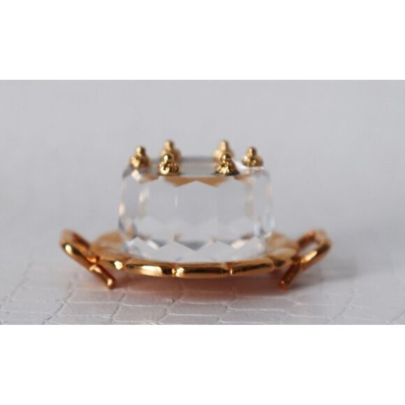 Vintage Swarovski Crystal Birthday Cake Miniature Birthday Cake Tray Dollhouse - Picture 3 of 5